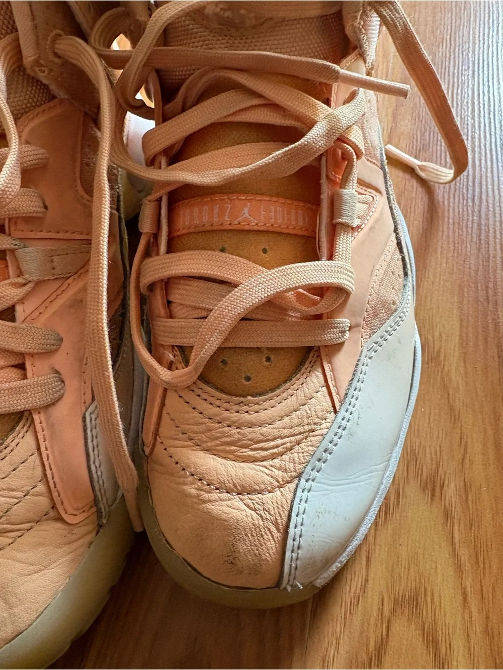 Jordan High-Top Sneakers in Peach/White 7 US